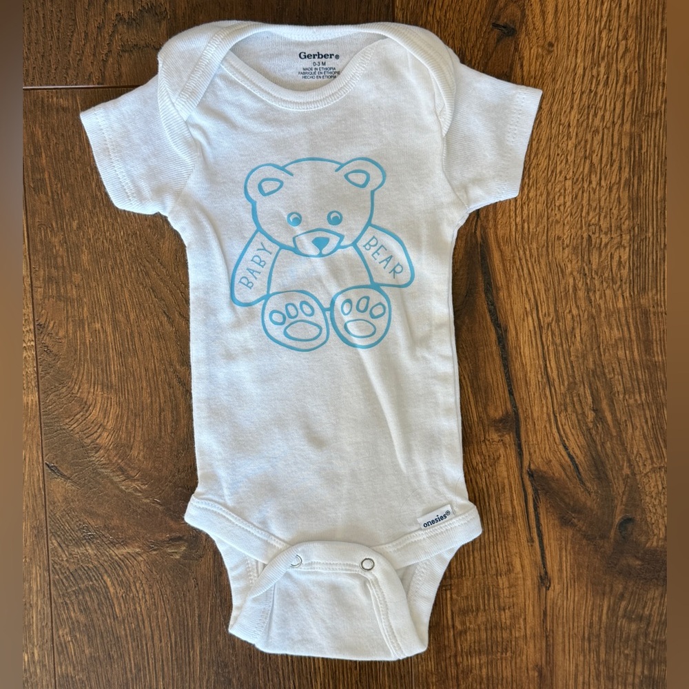 ✨4/$15✨ Blue Baby Bear Baby Onesie Gerber Size 0-3 Months